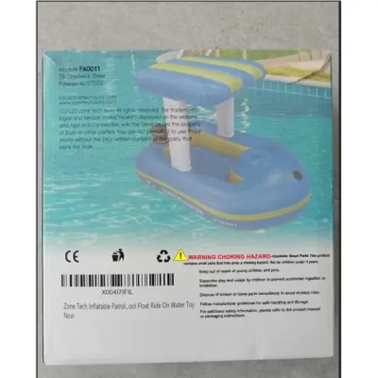 Zone Tech Inflatable Pool Boat Floats for Kids - Toddler Blue Harbor Master Inflatable Boat Pool Float Ride On with Fun Water Toy Squirter image {8}