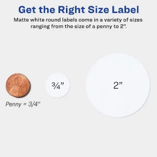 Avery Labels Round Permanent 2" Dia 300/PK Matte White 22877 image {7}