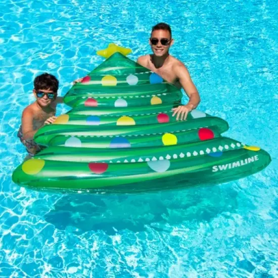 Swimline 70" Christmas Tree Inflatable Pool Mattress Raft image {2}