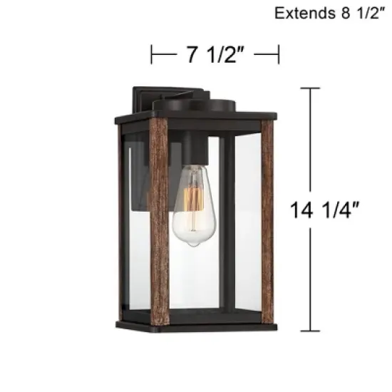 John Timberland Wordsworth Field Rustic Farmhouse Outdoor Wall Light Fixture Dark Bronze Wood Grain 14 1/4" Clear Glass Panels for Post Exterior Deck image {7}