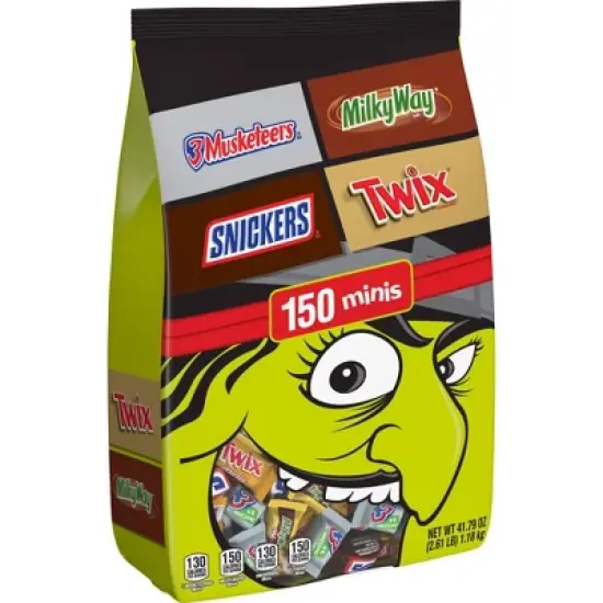Mars - Snickers, Twix, Milky Way & 3 Musketeers Minis Halloween Milk Chocolate Candy Assortment Bulk Bag - 41.79oz/150ct image {9}