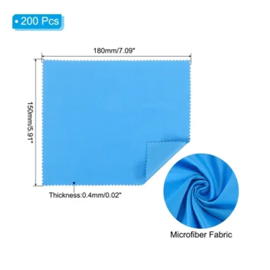 Unique Bargains Microfiber Soft Lightweight Dirt-resistant Cleaning Cloth for Eyeglass 200 Pcs image {1}