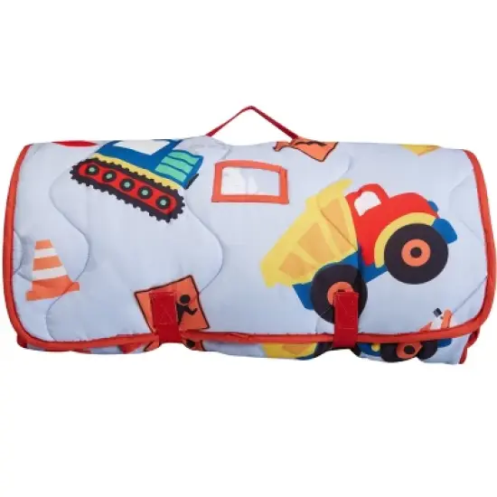 EVERYDAY KIDS Toddler Nap Mat &ndash;Under Construction&ndash; Soft Microfiber, Rollup with Handle & Pillow, for Preschool, Daycare, or Travel -Ages 2-6 years image {5}