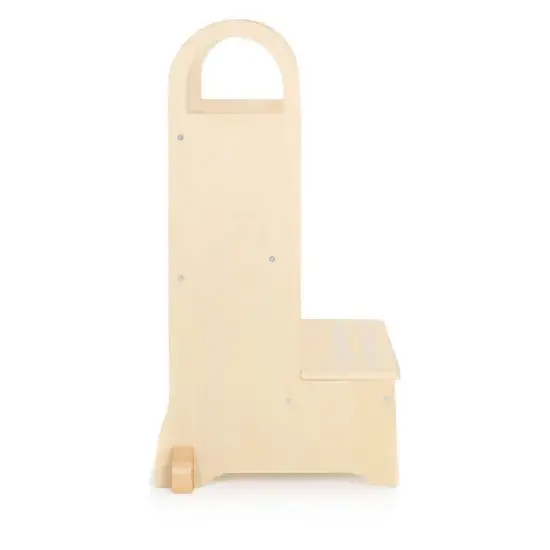Guidecraft Kids' High-Rise Step-Up: Children's Wooden Kitchen Helper, Safety Toddler Tower and Learning Stool with Handles image {3}