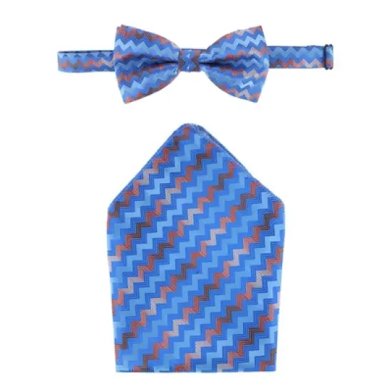 CTM Men's Zig Zag Bow Tie and Pocket Square image {5}