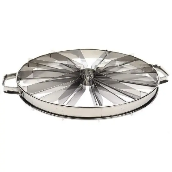 O'Creme Double-Sided Stainless Steel Cake Marker - 12-Portion Side and 14-Portion Side image {1}