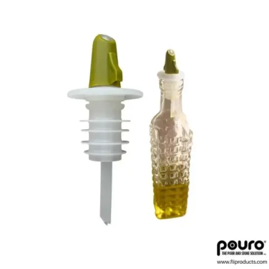 Pouro Oil & Vinegar, Spirits, Liquor, Wine Bottle Pourer Spout,Twist to Open and Pour, Twist to Close and Store Green image {5}