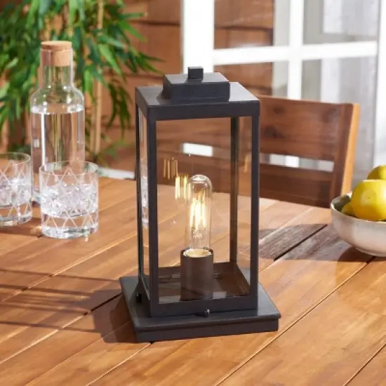 Rinnah 7" Outdoor Table Lamp - PLT7037 - Black - Safavieh image {3}
