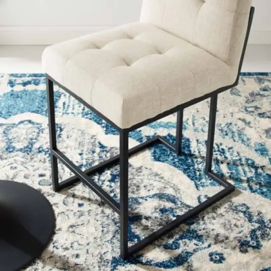 Privy Stainless Steel Upholstered Fabric Counter Height Barstool Black - Modway image {7}