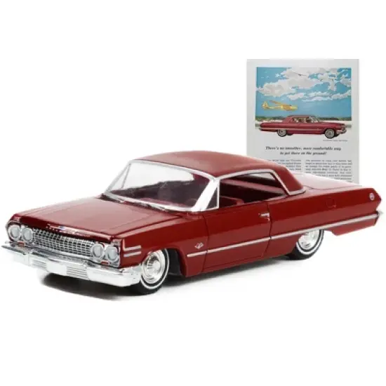 1963 Chevrolet Impala Sport Coupe Red with Red Interior "Vintage Ad Cars" Series 7 1/64 Diecast Model Car by Greenlight image {2}