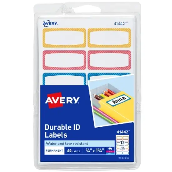 Avery Durable Labels, 3/4" x 1-3/4", Assorted, 3-Pack (31442) image {6}