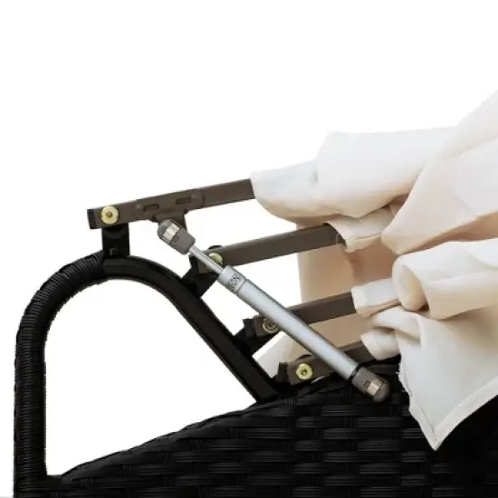 6pc Wicker Round Outdoor Sectional Set with Cushions - Black/Beige - GODEER image {13}