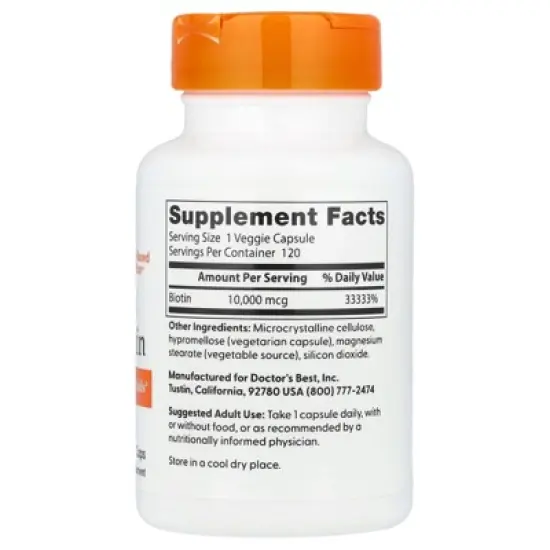 Doctor's Best Biotin, 10,000 mcg, 120 Veggie Caps image {1}