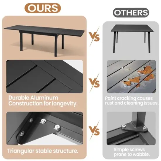 Crestlive Products Modern Aluminum Outdoor Dining sets Expandable Patio Dining Table with arm chairs for 4-10 People Outside image {3}