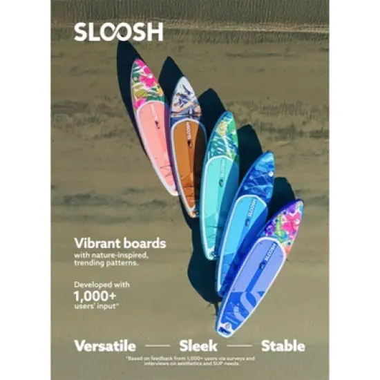 SLOOSH 10'6" Inflatable Stand Up Paddle Board with Premium Accessories, Non-Slip EVA Deck, Ultra-Light Carry Bag Pump, Meander SUP for Youth & Adults image {5}