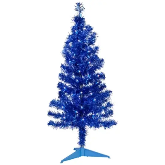 Northlight Pre-Lit Artificial Tinsel Christmas Tree - 3' - Blue - Clear Lights image {1}