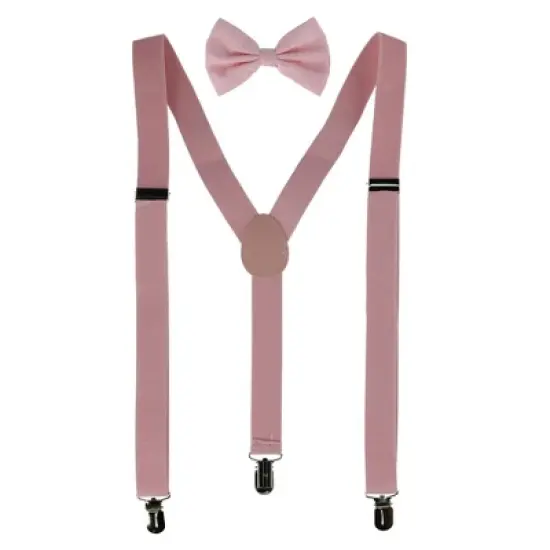 CTM Men's Solid Fashion Color Bow Tie and Suspender Set image {9}