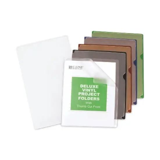 C-Line Deluxe Vinyl Project Folders Assorted Colors - Letter Size - Case of 35 image {2}