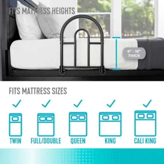 Stander Bed Rail Advantage Traveler, Folding Bed Handle for Seniors, Black image {4}
