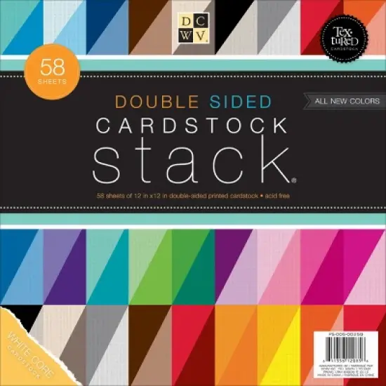 DCWV Double-Sided Cardstock Stack 12"X12" 58/Pkg-Textured, White Core, 20 Colors/2-3 Each image {1}