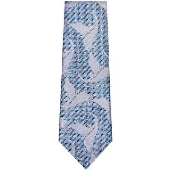 TheDapperTie Men's Blue And White Paisley Necktie with Hanky image {1}