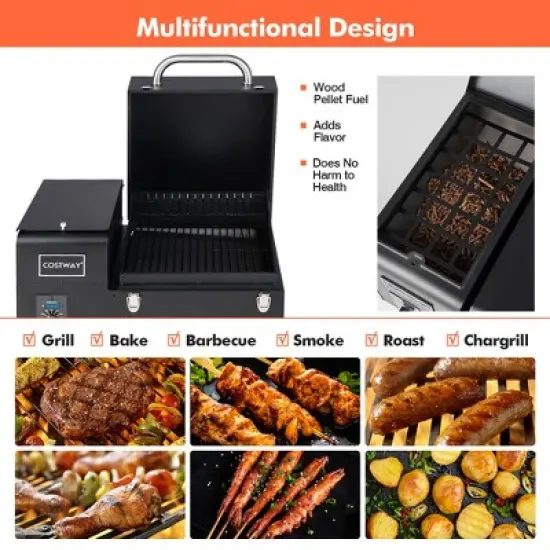Costway Electric Wood Pellet Grill and Smoker Tabletop w/ Temperature Probe image {5}
