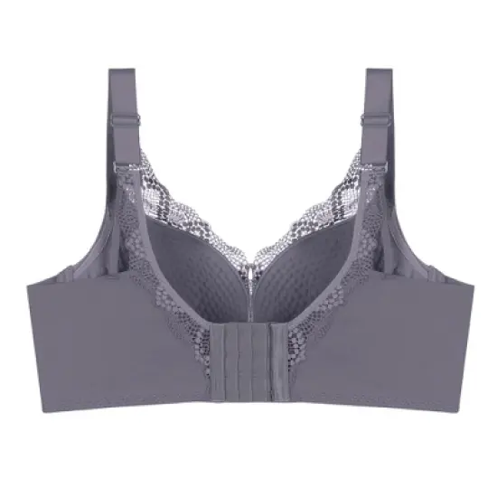 Agnes Orinda Women's Wirefree Comfortable Soft Push-Up Lace Trim Plunge Lingerie Bra image {1}