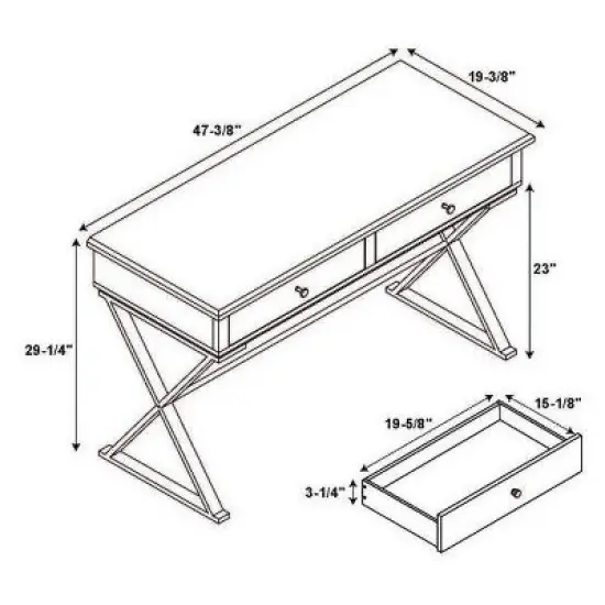 2 Drawer Campaign Desk - Linon image {11}