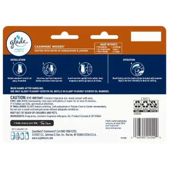 Glade PlugIns Scented Oil Air Freshener Refills - Cashmere Woods - 4.69oz/7pk image {2}