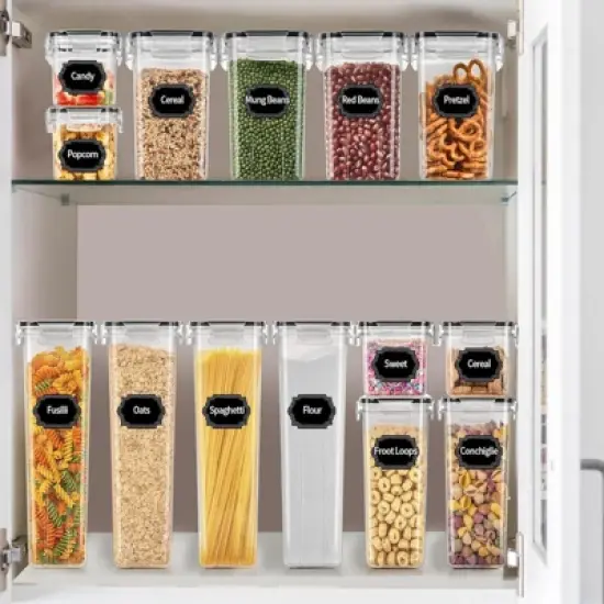 24-Piece Airtight Food Storage Container Set with Lids, BPA-Free, Plastic Leak-Proof Jars for Cereal, Flour, and Sugar (Gray) image {1}