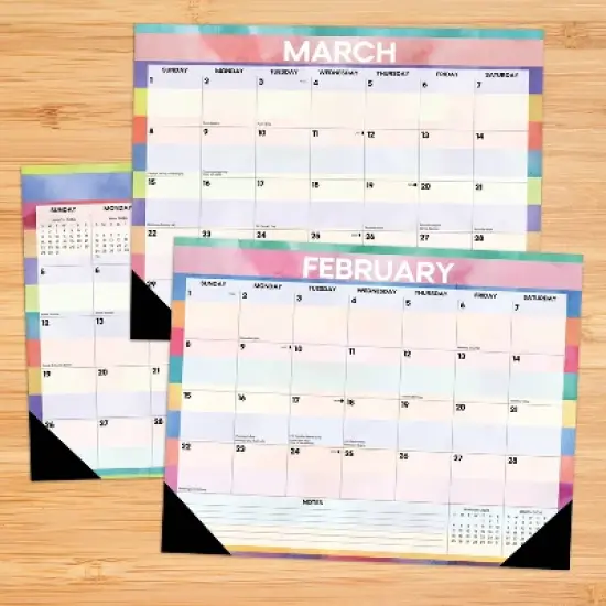 Willow Creek Press 22"x17" 2026 Watercolor Stripes Large Monthly Deskpad image {1}