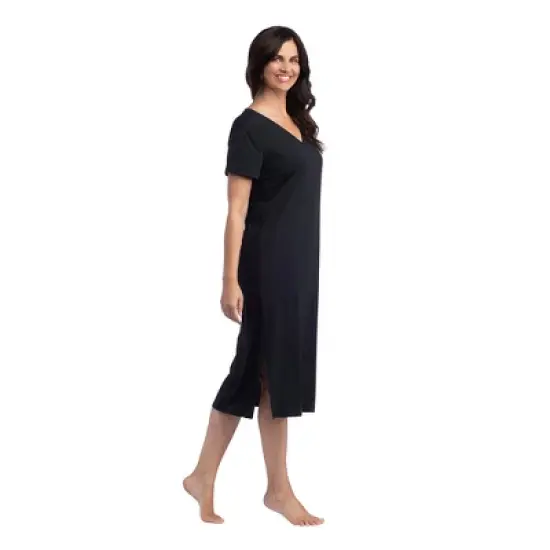 Softies Women's 44" V-Neck Short Sleeve Nightgown image {1}