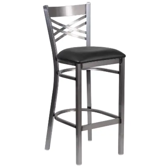 Flash Furniture Clear Coated ''X'' Back Metal Restaurant Barstool image {10}