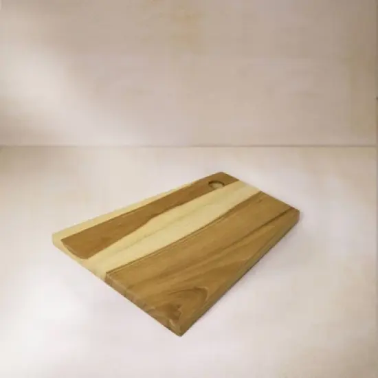 SEVOBAL Serving Platters Handmade Teak Wood Cheese and Bread Board with Asymmetrical Modern Design for Cakes, Appetizers, Brown, 8.07"*10.04"*0.59" image {4}