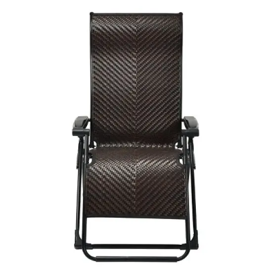 Costway Patio Rattan Zero Gravity Lounge Chair Folding Recliner Adjustable W/Headrest image {5}