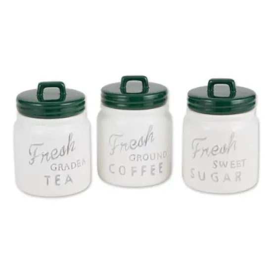 Design Imports Dark Green Ceramic Jar Canister Set/3 image {9}