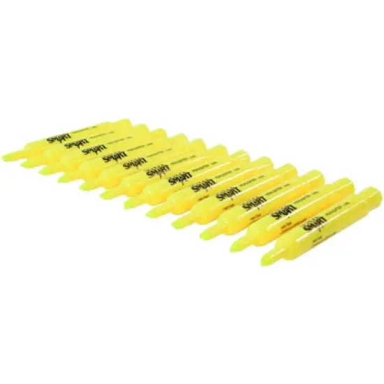 School Smart Tank Style Highlighters, Chisel Tip, Yellow, Pack of 12 image {3}