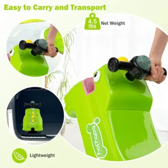 Babyjoy Ride on Toy Baby Dinosaur Sliding Car with4 Universal Casters Under-Seat Storage Green/Pink/White/Yellow image {8}