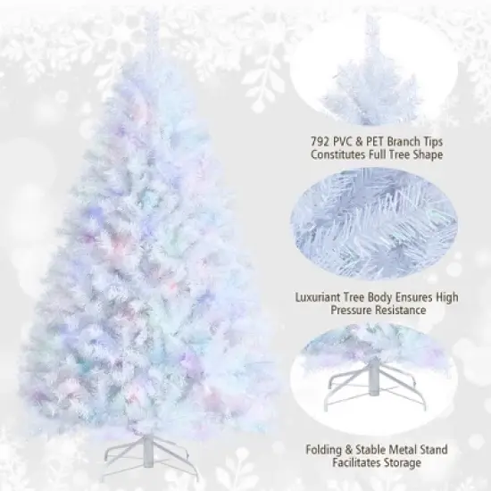 Costway 6ft White Iridescent Tinsel Artificial Christmas Tree w/ 792 Branch Tips image {8}