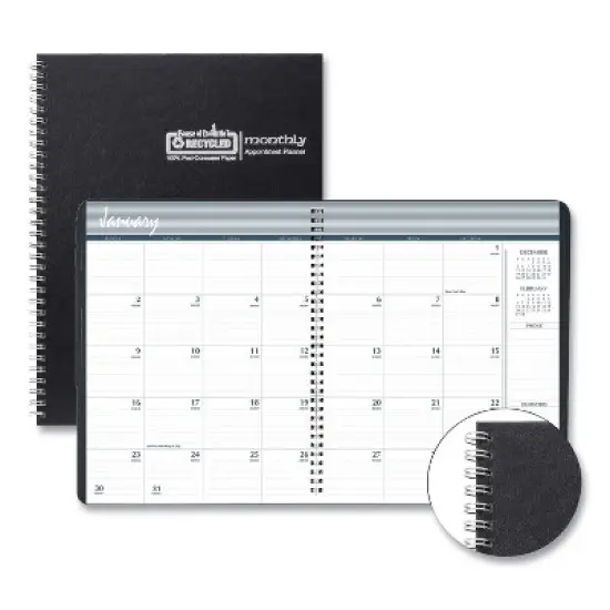 Monthly Hard Cover Planner, 11 x 8.5, Black Cover, 14-Month: Dec 2025 to Jan 2027 image {6}