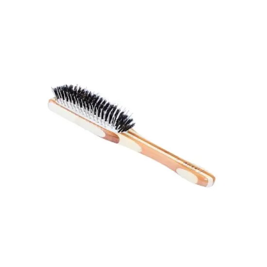 Bass Pet Brushes The Hybrid Groomer Shine & Condition, Patented & Award Winning, Natural Bristle + Alloy Pin Bamboo Handle Medium Paddle Stripe Bamboo image {2}