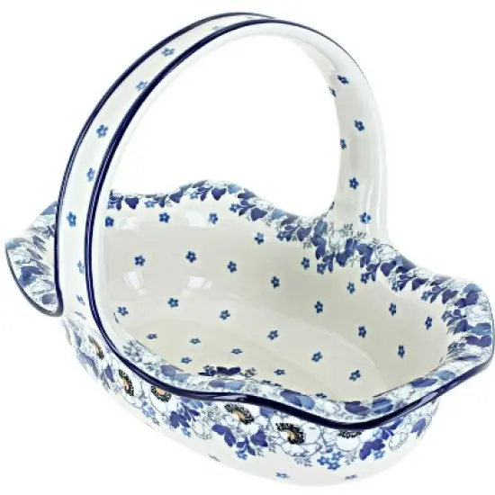 Blue Rose Polish Pottery 876 Ceramika Artystyczna Basket image {7}