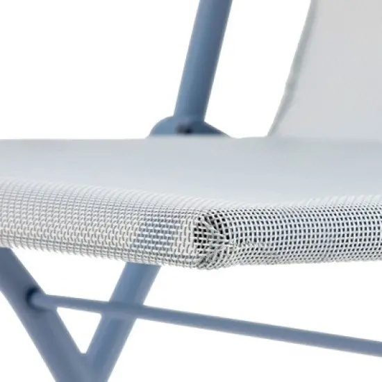 Lafuma Balcony II Colorblock Batyline Fabric Steel Frame Lightweight Foldable Portable Patio, Lawn, and Garden Bistro Chair, Ciel Sky Blue, Set of 2 image {4}