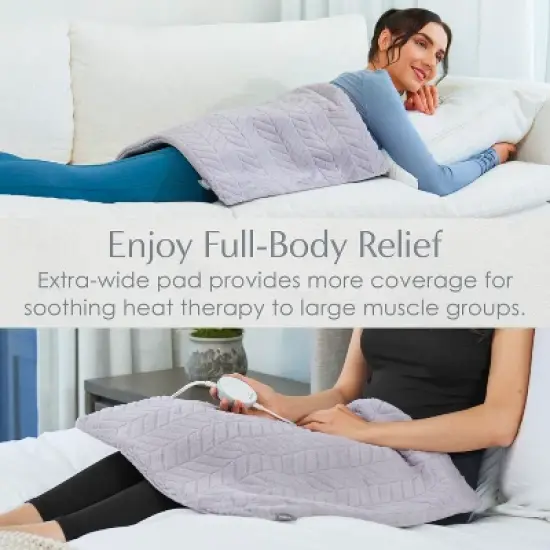 Pure Enrichment Pure Radiance Ultra-Wide Luxury Heating Pad - 20" x 24" - Amethyst Dusk image {2}