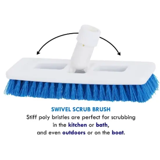 ELITRA HOME Swivel Scrub Brush with Adjustable Handle for Cleaning Floor, Tile, Kitchen, Bathroom - Blue, image {2}