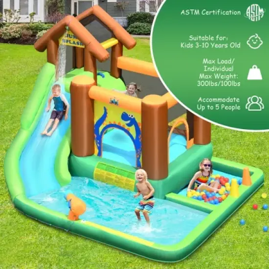 Bountech Inflatable Waterslide Bounce House Climbing Wall Ball Pit w/ Blower image {3}