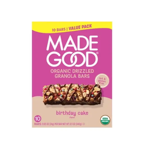 MadeGood Chocolate Drizzled Birthday Cake Flavor Granola Bars Family Pack - 8.5oz/10ct image {8}