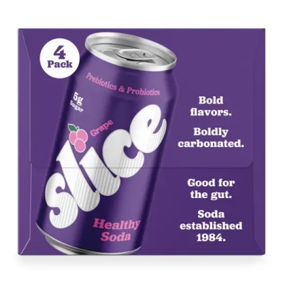 Slice Grape Healthy Soda - 48 fl oz/4pk image {7}