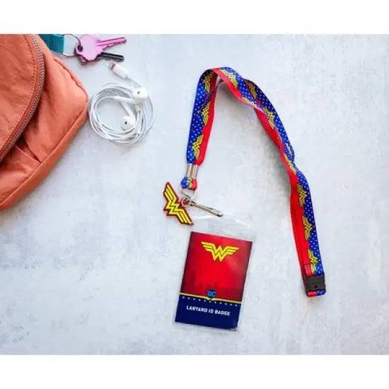 Silver Buffalo DC Comics Wonder Woman 22-Inch Lanyard With ID Badge Holder And Logo Charm image {1}