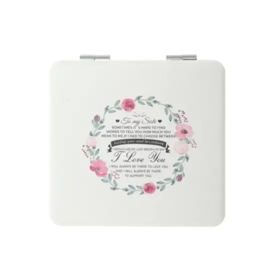 Unique Bargains Women Portable Square Shape Handheld Mirror for Travel White 1 Pc image {5}